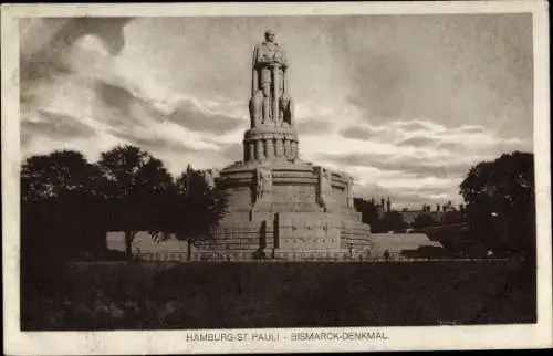 Ak Hamburg Mitte St. Pauli, Bismarck Denkmal