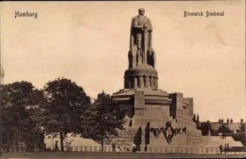 Ak Hamburg Mitte St. Pauli, Bismarck Denkmal