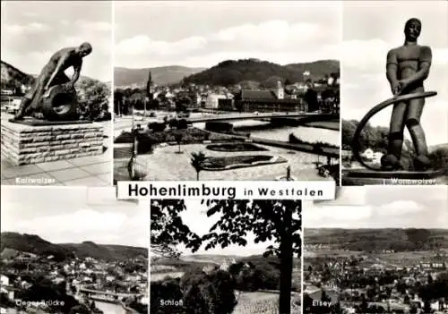 Ak Hohenlimburg Hagen in Westfalen, Kaltwalzer, Warmwalzer, Schloss, Elsey, Oeger-Brücke