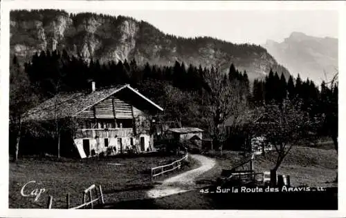 Ak Route des Aravis Haute-Savoie, Hütte, Panorama