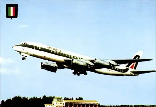 Ak Italienisches Passagierflugzeug Alitalia, McDonnell Douglas DC 8/62