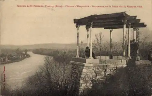 Ak Saint Pierre du Vauvray Eure, Chateau d'Herqueville, Perspective sur la Seine vue du Kiosque