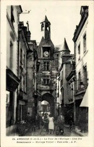 Ak Amboise Indre et Loire, Uhrenturm, Ostseite