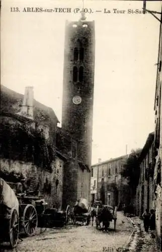 Ak Arles sur Tech Pyrénées Orientales, La Tour St-Sauveur