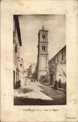 Ak Olette Pyrénées Orientales, Rue de l'Eglise