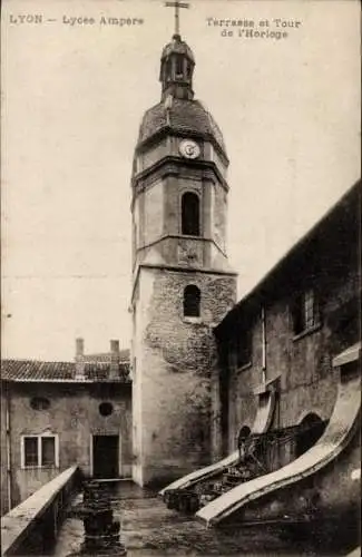 Ak Lyon Rhône, Lycee Ampere, Terrasse et Tour de l'Horloge