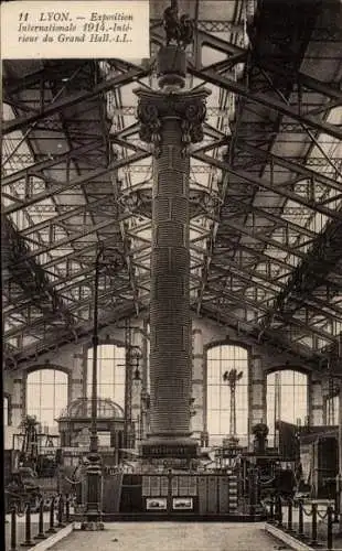 Ak Lyon Rhône, Exposition Internationale 1914, Interieur du Grand Hall