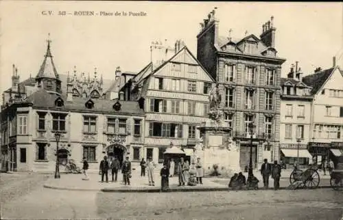 Ak Rouen Seine Maritime, Place de la Pucelle, Denkmal