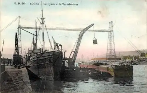 Ak Rouen Seine Maritime, Les Quais, le Transbordeur