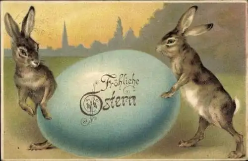 Ak Glückwunsch Ostern, Osterhasen, Osterei