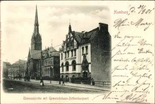 Ak Hamburg Mitte Rothenburgsort, Thomaskirche mit Gemeindehaus