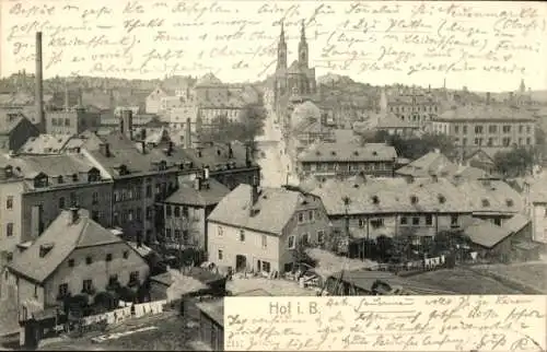 Ak Hof an der Saale Oberfranken Bayern, Teilansicht