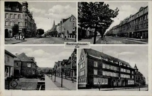 Ak Recklinghausen Süd, Bochumerstr., Elisabethstr., Krankenhaus, Stadtsparkasse, Postamt, Oberlyzeum