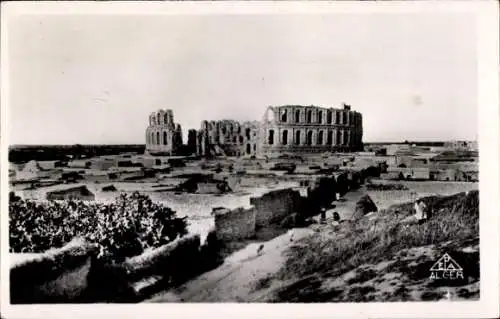 Ak El Djem Tunesien, Römisches Theater, Panorama