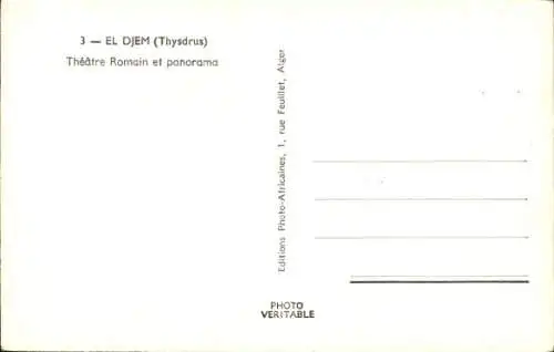 Ak El Djem Tunesien, Römisches Theater, Panorama