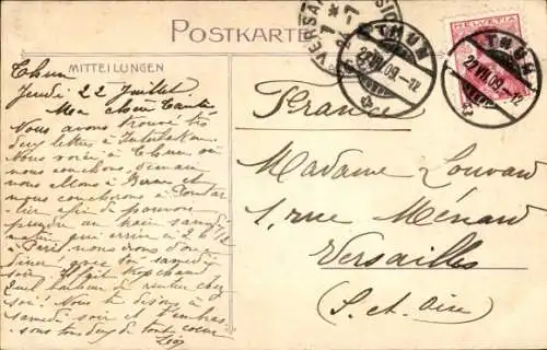 Ak Thun Kt. Bern Schweiz, Blick auf den Ort, Fluss, überdachte Brücke, Burg