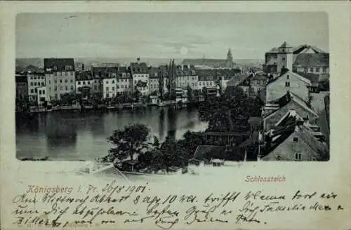 Mondschein Ak Kaliningrad Königsberg Ostpreußen, Schlossteich