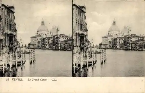 Stereo Ak Venezia Venedig Veneto, Le Grand Canal avec Palais