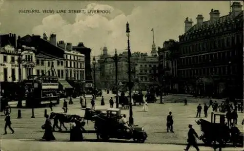 Ak Liverpool Merseyside England, Platz an der Lime Street