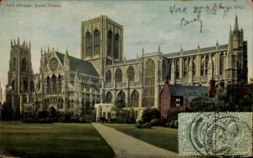 Ak York Yorkshire England, Yorker Münster, Südfassade