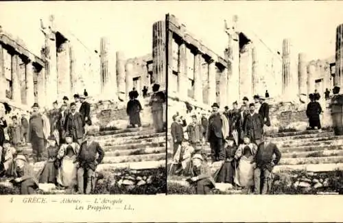 Stereo Ak Athen Griechenland, Akropolis, Propyläen