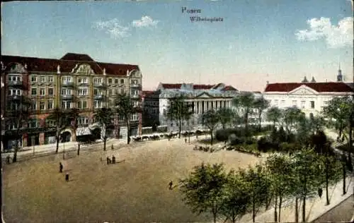 Ak Poznań Posen, Wilhelmplatz, Park, Häuser