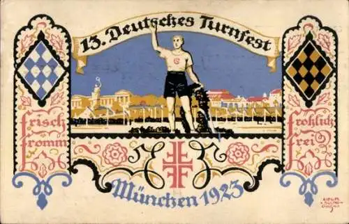 Künstler Ak Suchodolski, München Bayern, 13. Deutsches Turnfest 1923