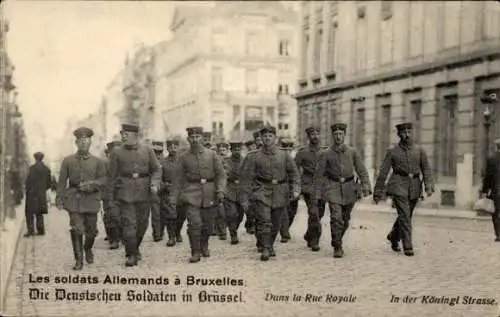 Ak Bruxelles Brüssel, Deutsche Soldaten, Königliche Straße