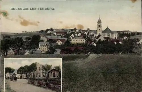 Ak Lichtenberg Amtsh. Kamenz, Totalansicht der Stadt, Gasthaus