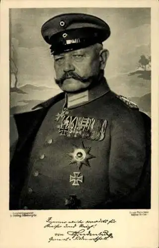 Ak Generalfeldmarschall Paul von Hindenburg, Portrait, Uniform, Orden