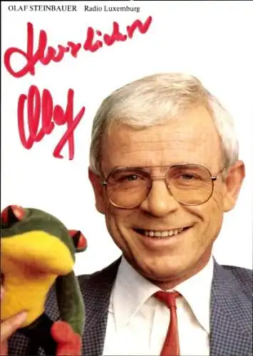 Ak Moderator Olaf Steinbauer, Portrait, Frosch, Autogramm