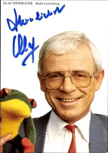 Ak Moderator Olaf Steinbauer, Portrait, Frosch, Autogramm