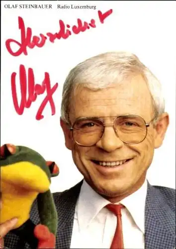 Ak Moderator Olaf Steinbauer, Portrait, Frosch, Autogramm