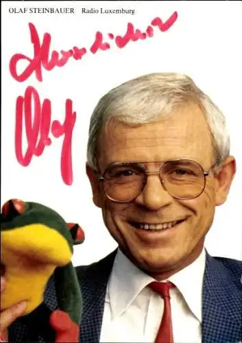 Ak Moderator Olaf Steinbauer, Portrait, Frosch, Autogramm