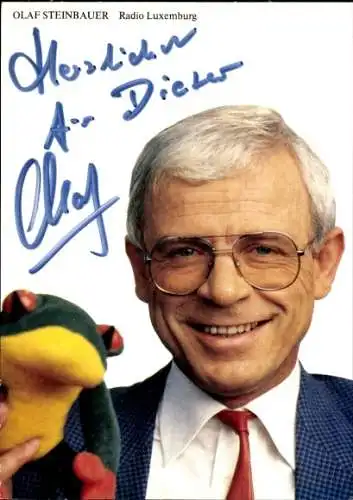 Ak Moderator Olaf Steinbauer, Portrait, Frosch, Autogramm