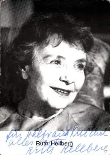 Ak Schauspielerin Ruth Hellberg, Portrait, Autogramm