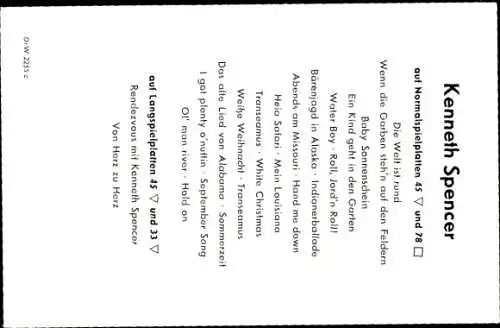 Ak Sänger Kenneth Spencer, Portrait, Autogramm