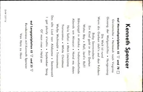 Ak Sänger Kenneth Spencer, Portrait, Autogramm