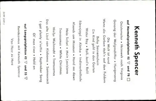 Ak Sänger Kenneth Spencer, Portrait, Autogramm