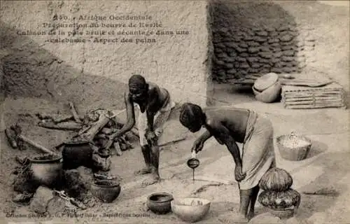 Ak Afrika, Afrikanerinnen beim Kochen, Töpfe