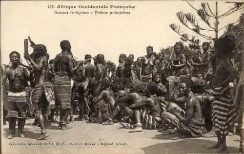 Ak Afrika, Tanzende Afrikaner, Afrikanische Tracht