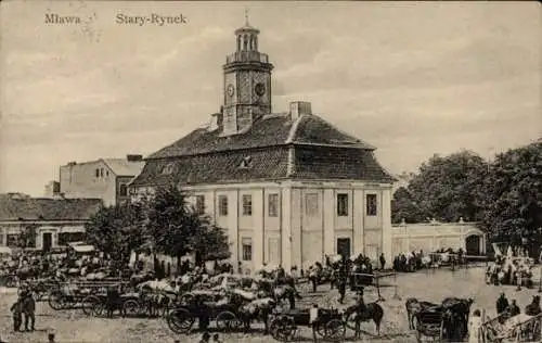 Ak Mława Mielau Polen, Stary Rynek, Altmarkt, Rathaus