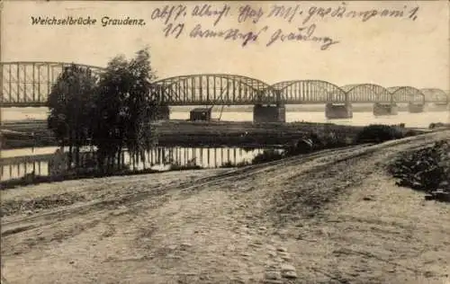 Ak Grudziądz Graudenz Westpreußen, Weichselbrücke