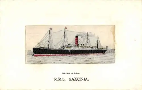 Seiden Ak Dampfer RMS Saxonia, Cunard Line