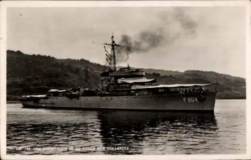 Ak Jayapura Hollandia Neuguinea, Niederländisches Kriegsschiff, Hr.Ms. Van Kinsbergen, F 804