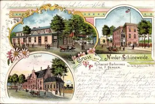 Litho Berlin Treptow Niederschöneweide, Restaurant Barbarossa, Bahnhof