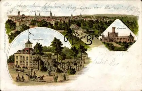 Litho Linden Hannover in Niedersachsen, Lindener Berg, Aussichtsturm, Wasserwerk