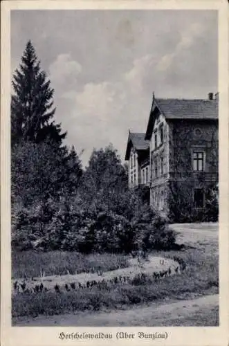 Ak Bolesławiec Bunzlau Schlesien, Herschelswaldau, Villa