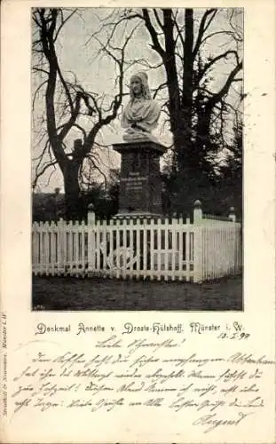 Ak Münster in Westfalen, Denkmal Annette von Droste-Hülshoff