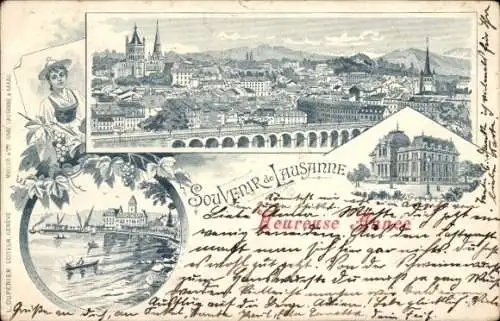 Litho Lausanne Kanton Waadt, Stadtansichten